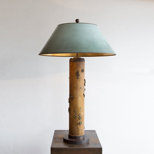 Printing Roll Lamp with green handpainted Lampshade